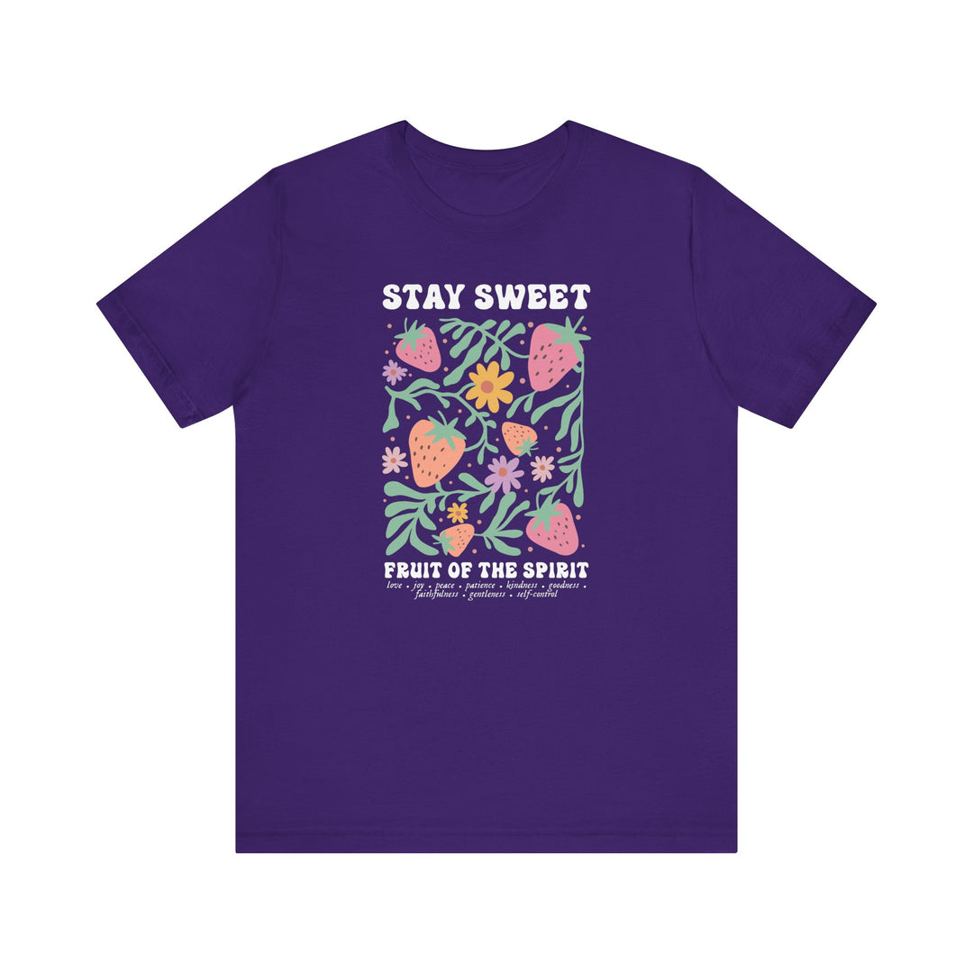 Fruit of the Spirit Tee, unisex short sleeve with ribbed knit collar and tapered shoulders, made from soft cotton for comfort and durability.