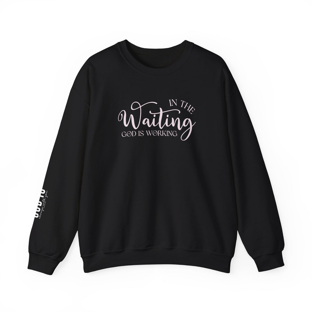 A unisex heavy blend crewneck sweatshirt featuring God is Working Crew text. 50% cotton, 50% polyester, ribbed knit collar, no itchy side seams. Medium-heavy fabric, loose fit, true to size.