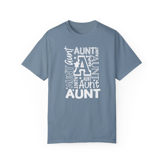 Aunt Tee: Garment-dyed ring-spun cotton t-shirt with a relaxed fit. Features double-needle stitching for durability and a seamless design for a tubular shape. Medium weight, soft-washed fabric for everyday comfort.