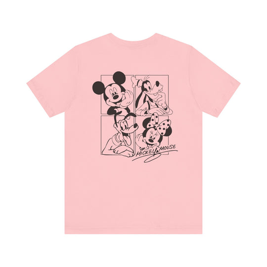 Mickey and CO Tee, a classic unisex jersey short sleeve shirt with ribbed knit collars and a crew neckline, designed for comfort and style.