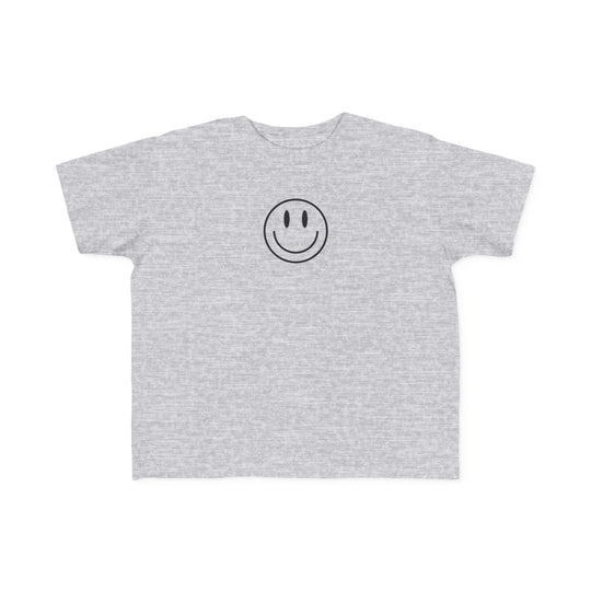 Toddler tee with smiley face graphic, soft 100% combed ringspun cotton fabric, classic fit, tear-away label. Ideal for sensitive skin, perfect for little adventurers. From 'Worlds Worst Tees'.