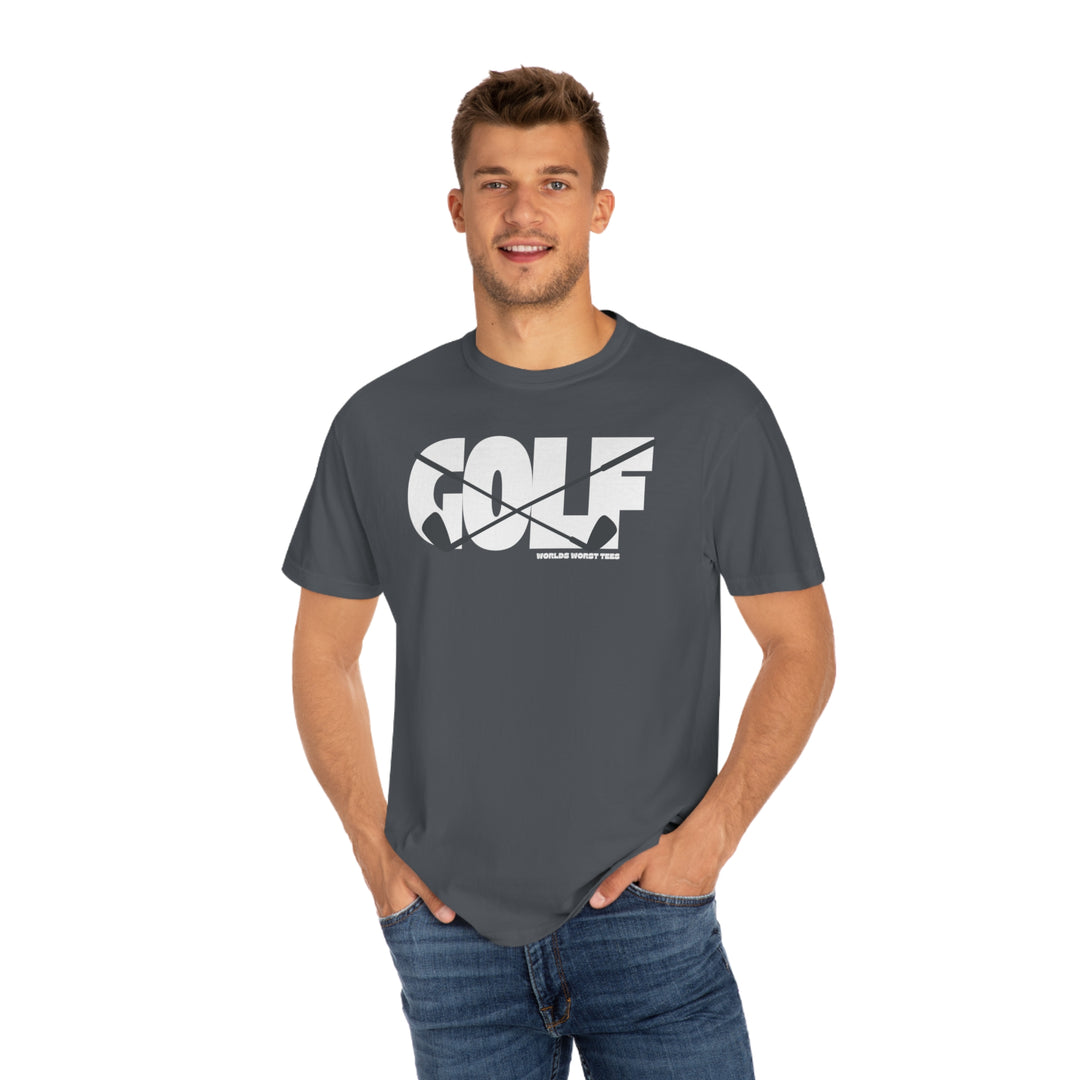 A relaxed fit Golf Tee in garment-dyed cotton, featuring double-needle stitching for durability and a seamless design for comfort. Ideal for daily wear with a cozy feel.