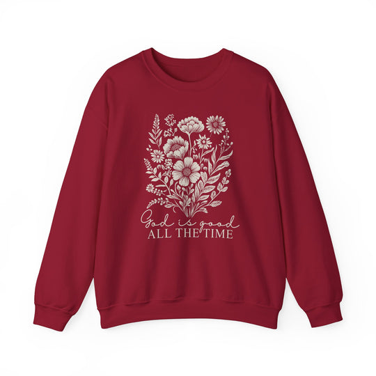 GOD is Good All the Time Crew sweatshirt, a cozy, durable, unisex garment with ribbed collar, ideal for colder months, featuring premium polyester-cotton blend.