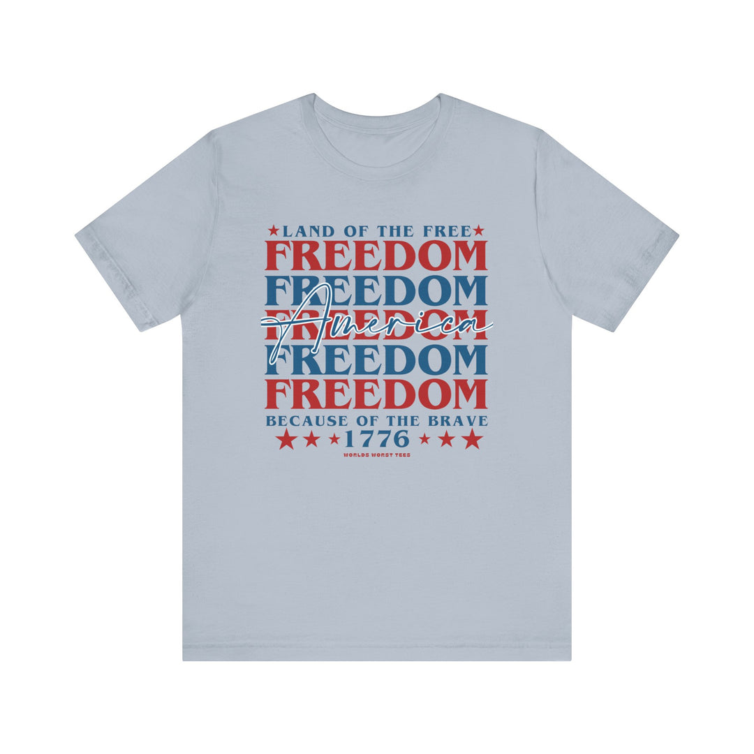 American Freedom Tee: Unisex jersey t-shirt with ribbed knit collar, Airlume combed cotton, and retail fit. Features quality print and dual side seams for lasting shape. Runs true to size.