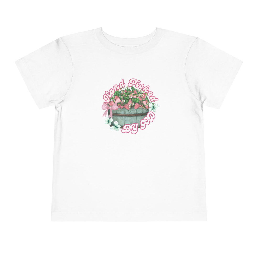 Hand Picked by GOD Toddler Tee features a soft, comfortable fit with a tear-away label, made from 100% Airlume combed and ring-spun cotton for toddlers.