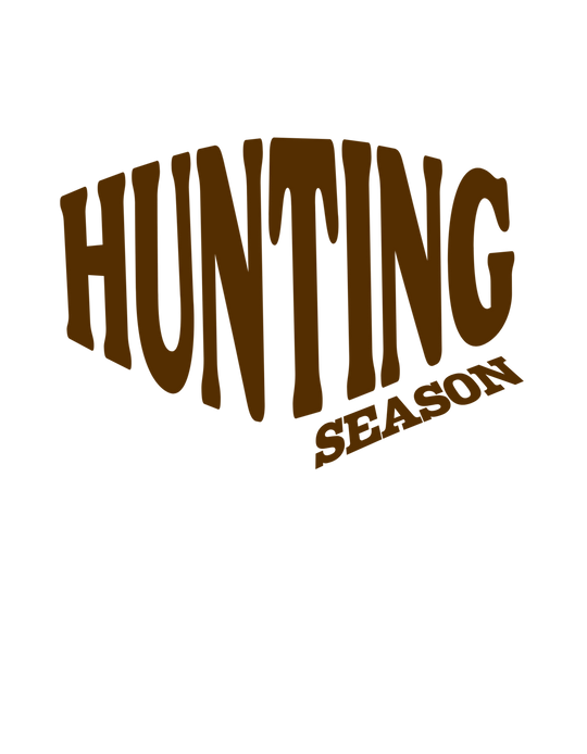 Hunting Season Tee with bold HUNTING text and smaller SEASON below, reflecting a unique, graphic design on a soft, durable Comfort Colors garment-dyed t-shirt.
