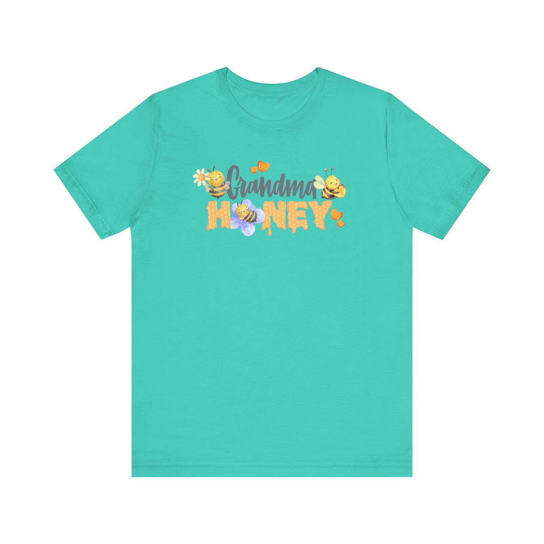 Grandma Honey Tee, a soft unisex jersey with ribbed knit collars and tapered shoulders, perfect for casual wear, crafted from 100% Airlume combed cotton.