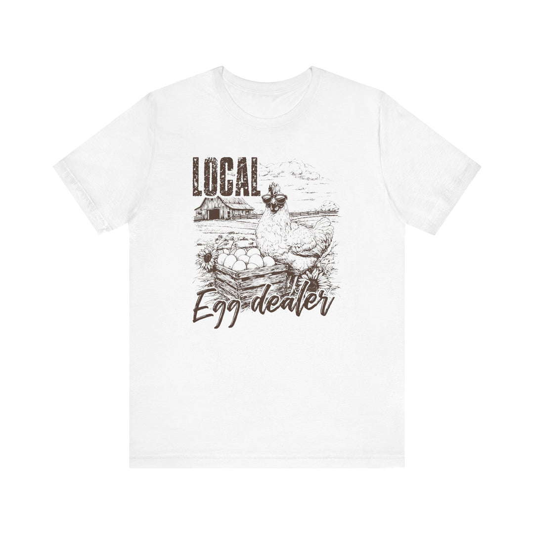 Local Egg Dealer Tee: Classic unisex jersey short sleeve tee with ribbed knit collars and tapered shoulders for a perfect fit, made from soft, breathable cotton.