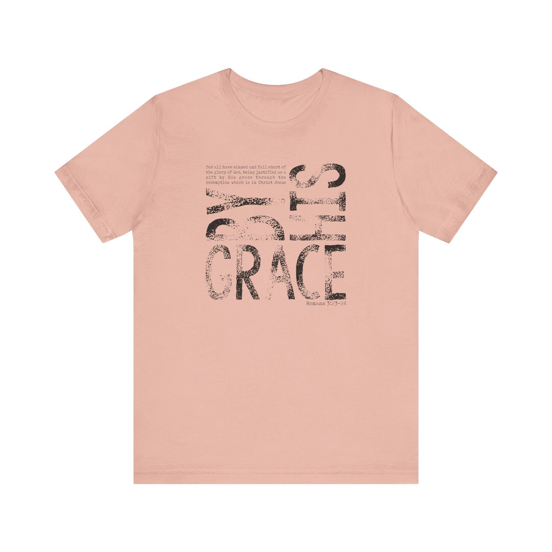 By His Grace Tee: Classic unisex jersey short sleeve with ribbed knit collars and taped shoulders, crafted from soft Airlume cotton for lasting comfort and fit.
