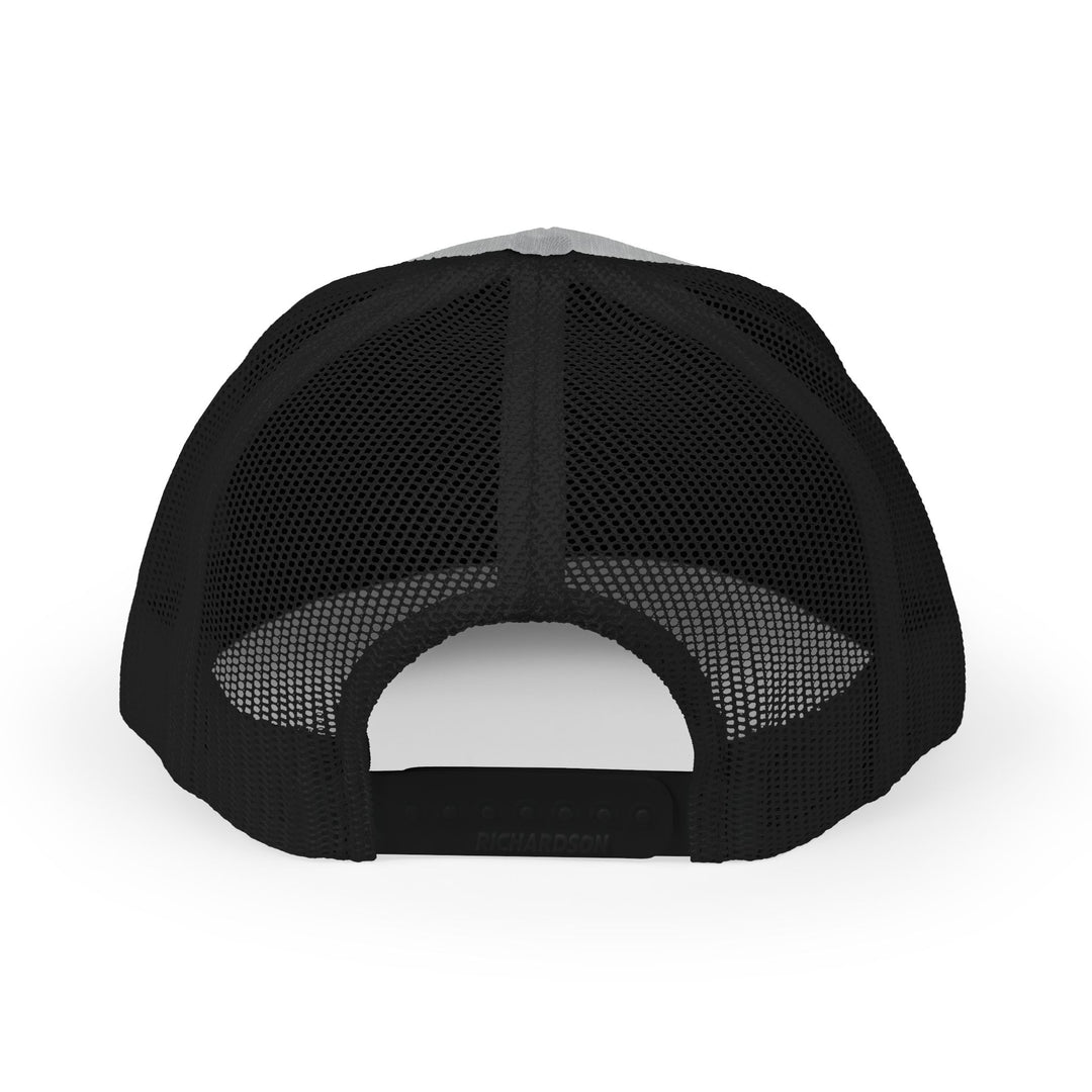 Bird Hunting Snapback Trucker Cap (Embroidery) with black mesh back, adjustable snap-back closure, and a slightly visible lighter front panel for a sleek, breathable fit.