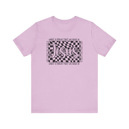 What A Friend We Have in Jesus Tee: Classic unisex short sleeve tee with soft cotton, ribbed knit collars, and dual side seams for lasting shape.