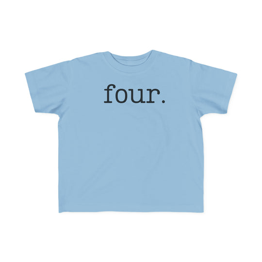 A toddler tee featuring a black f on a blue background. Made of 100% combed, ring-spun cotton, light fabric, with a classic fit perfect for sensitive skin. Ideal for first ventures.