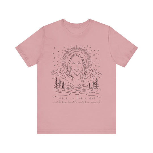 Jesus is the Light Tee, a classic unisex jersey short sleeve, featuring soft cotton, ribbed collar, and tapered shoulders for a comfortable, lasting fit.