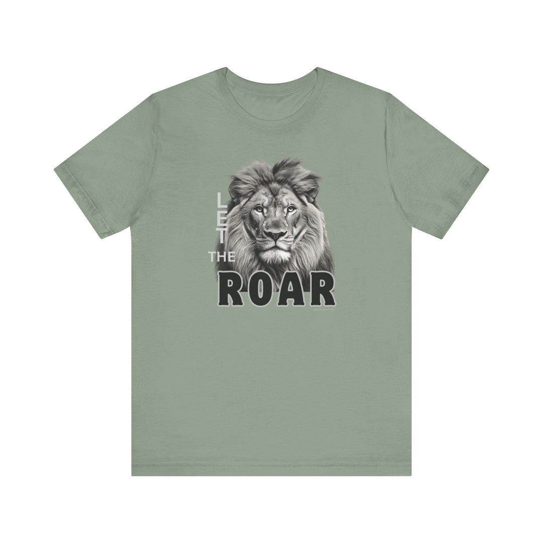 A unisex jersey tee featuring a lion design, ideal for lion lovers. Made of soft cotton with ribbed knit collars for a comfy fit. 100% Airlume combed and ringspun cotton. Retail fit, tear away label, true to size.