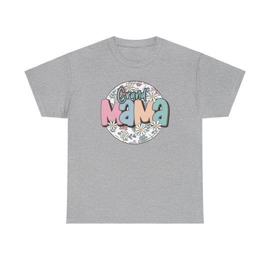 A grey t-shirt featuring a bold graphic design of flowers and letters, embodying casual fashion with a classic fit and durable construction. Unisex heavy cotton tee from Worlds Worst Tees.