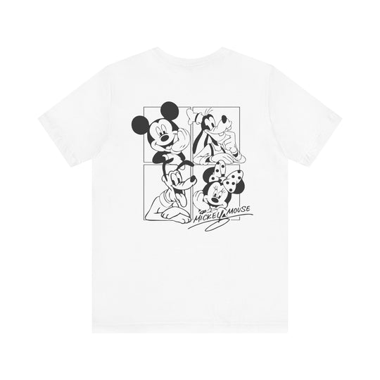 Mickey and CO Tee: a unisex jersey short sleeve t-shirt with a classic crew neckline, ribbed knit collars, and dual side seams for long-lasting shape.
