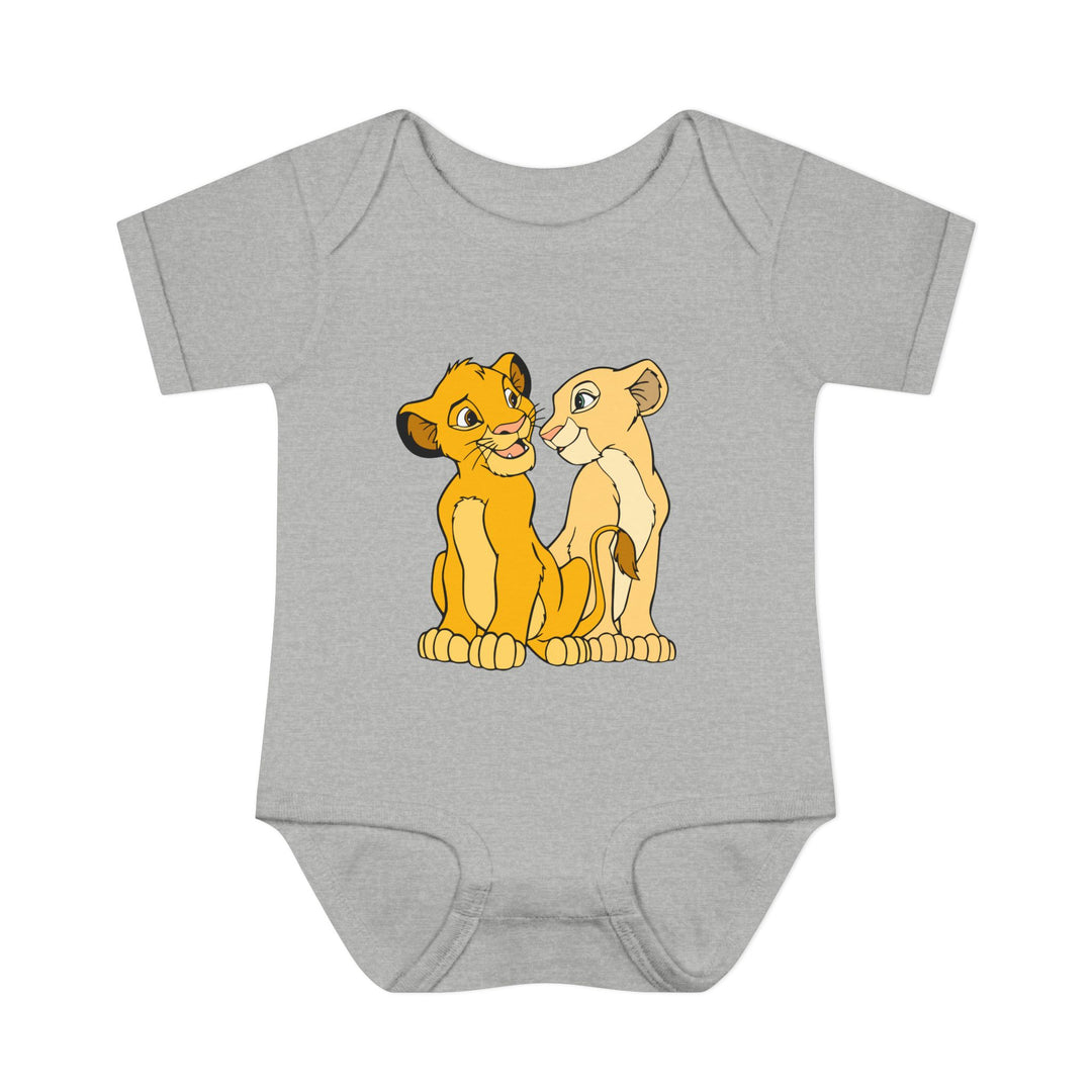 Simba Onesie: Infant unisex bodysuit with lap shoulders, made of ultra-soft 100% ring-spun cotton for comfort, featuring a tear-away label.