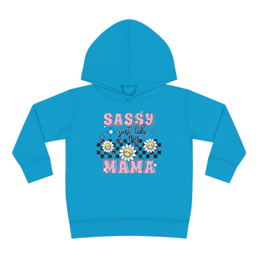 Toddler hoodie with durable design, jersey-lined hood, and side seam pockets. Sassy Like My Mama Toddler Hoodie by Worlds Worst Tees. Made of 60% cotton, 40% polyester. Sizes: 2T, 4T, 5-6T.