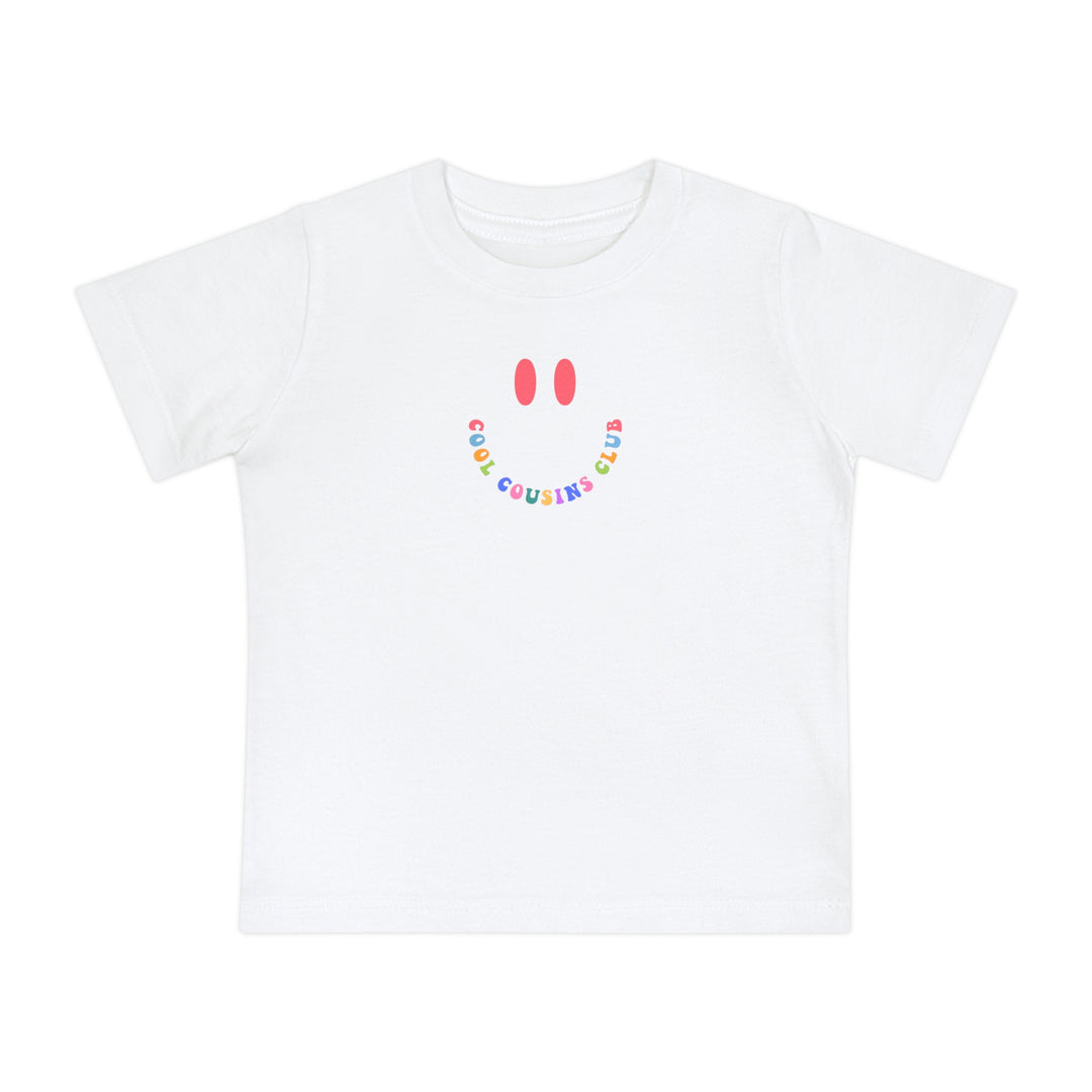 Cool Cousins Club Baby Tee, a soft and durable crew neck t-shirt for infants, perfect for stylish first steps, made from pre-shrunk, airlume combed cotton.