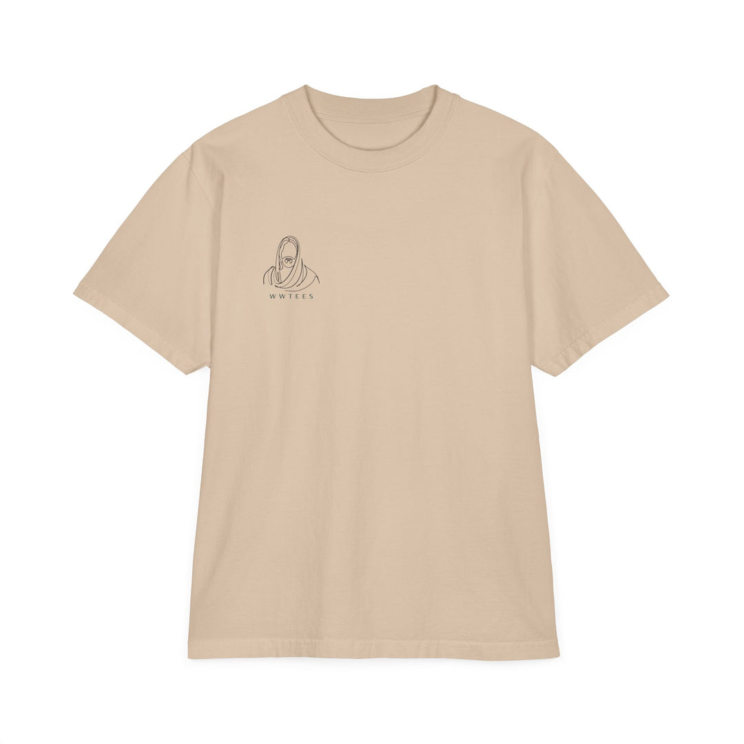 Jesus Lover Tee: Unisex garment-dyed drop-shoulder t-shirt with a vintage aesthetic, oversized fit, ribbed crew neck, and relaxed silhouette, featuring reinforced stitching for durability.