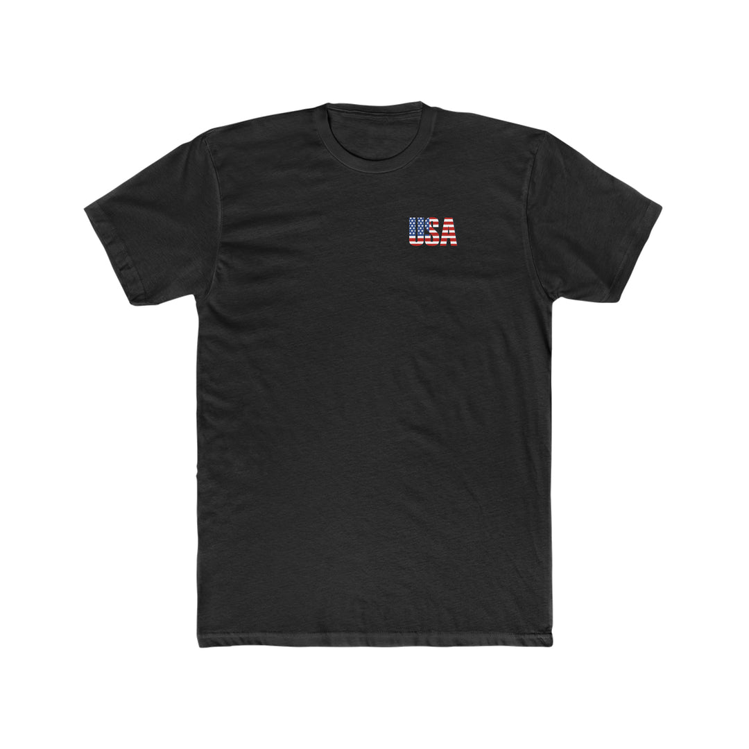 United We Stand Tee: Black t-shirt with logo, premium fit, 100% cotton, light fabric, tear-away label. Ideal for workouts and daily wear. Sizes XS-4XL.