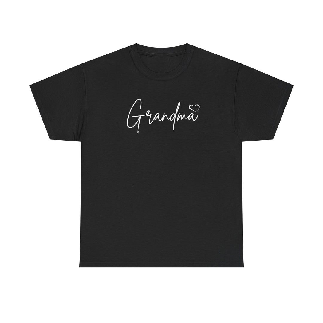 Unisex Grandma Love Tee, a classic fit t-shirt with durable construction. Features white text on a black shirt, ribbed knit collar, and medium weight fabric. Available in various sizes. From Worlds Worst Tees.