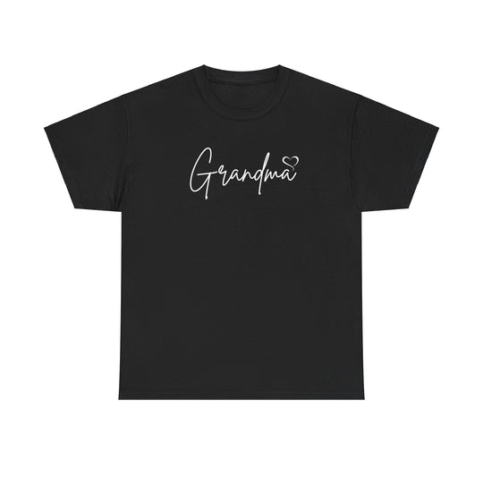 Unisex Grandma Love Tee, a classic fit t-shirt with durable construction. Features white text on a black shirt, ribbed knit collar, and medium weight fabric. Available in various sizes. From Worlds Worst Tees.