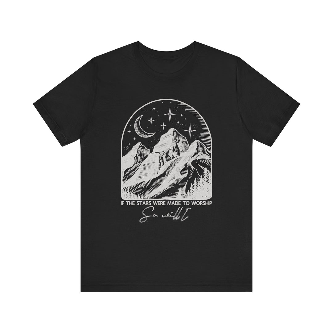 Worship Tipsy Tee: Unisex jersey short sleeve, soft cotton, ribbed knit collar, tapered shoulders, dual side seams for shape retention, ideal for casual wear.