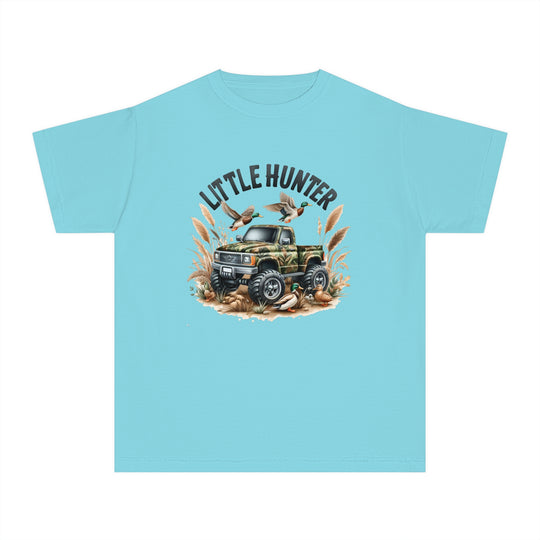 Little Hunter Kids Tee: Blue t-shirt with a truck and ducks design. 100% combed ringspun cotton, soft-washed, garment-dyed, classic fit for all-day comfort. Ideal for active kids.