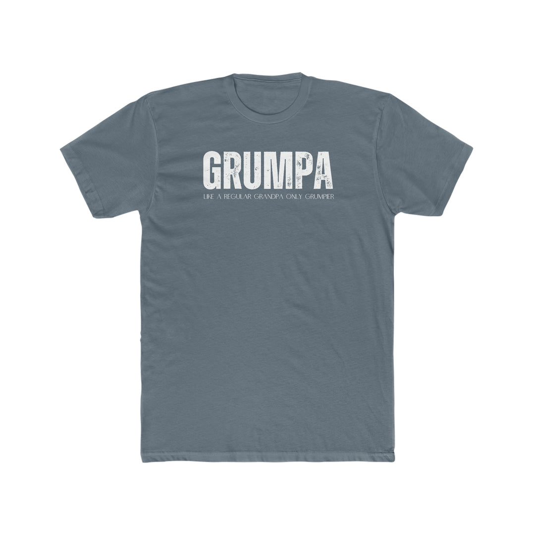 Grumpa Tee: Garment-dyed shirt with ring-spun cotton, medium weight, relaxed fit, durable double-needle stitching, and seamless design. Worlds Worst Tees collection.
