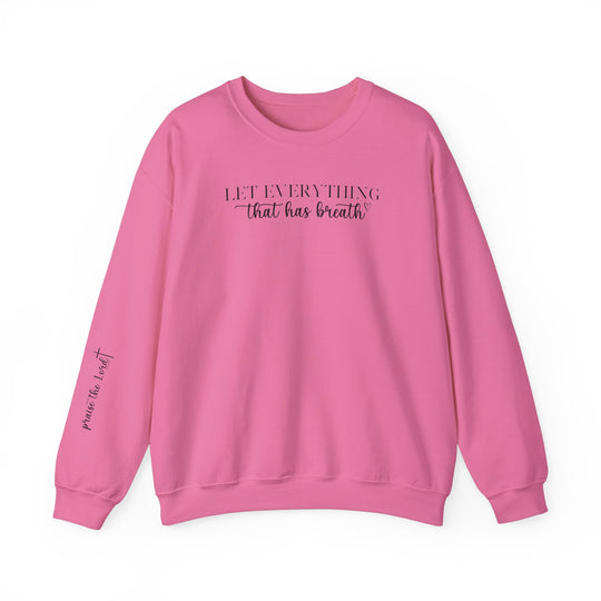Unisex heavy blend crewneck sweatshirt featuring Let Everything That Has Breath Praise the Lord Crew design. Comfortable fit with ribbed knit collar, double-needle stitching, and tear-away label for itch-free wear. Crafted from 50% cotton and 50% polyester fabric blend.