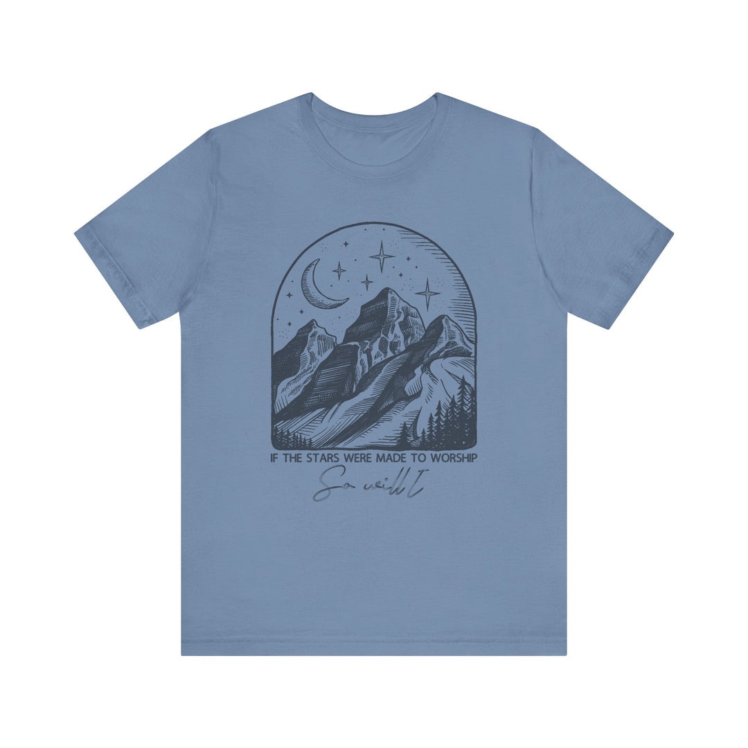 Worship Tipsy Tee: A classic unisex jersey short sleeve tee, featuring soft cotton fabric, ribbed knit collars, and tapered shoulders for enhanced fit and comfort.