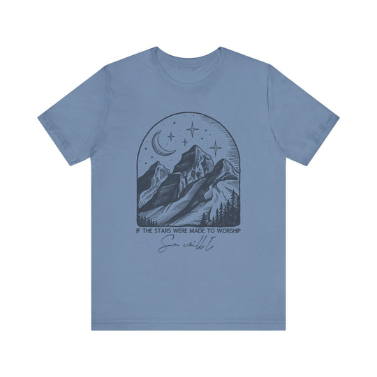 Worship Tipsy Tee: A classic unisex jersey short sleeve tee, featuring soft cotton fabric, ribbed knit collars, and tapered shoulders for enhanced fit and comfort.