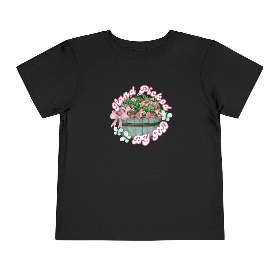 Hand Picked by GOD Toddler Tee, a comfortable Bella Canvas short sleeve t-shirt for toddlers, made from 100% Airlume cotton with a tear-away label.