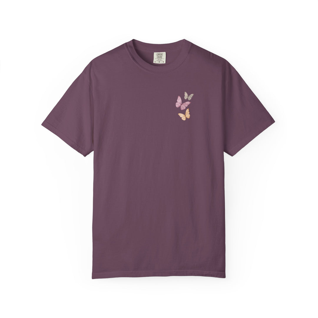 Peace Like a Wildflower Tee, a soft, garment-dyed t-shirt featuring durable stitching and a relaxed fit, perfect for casual wear.