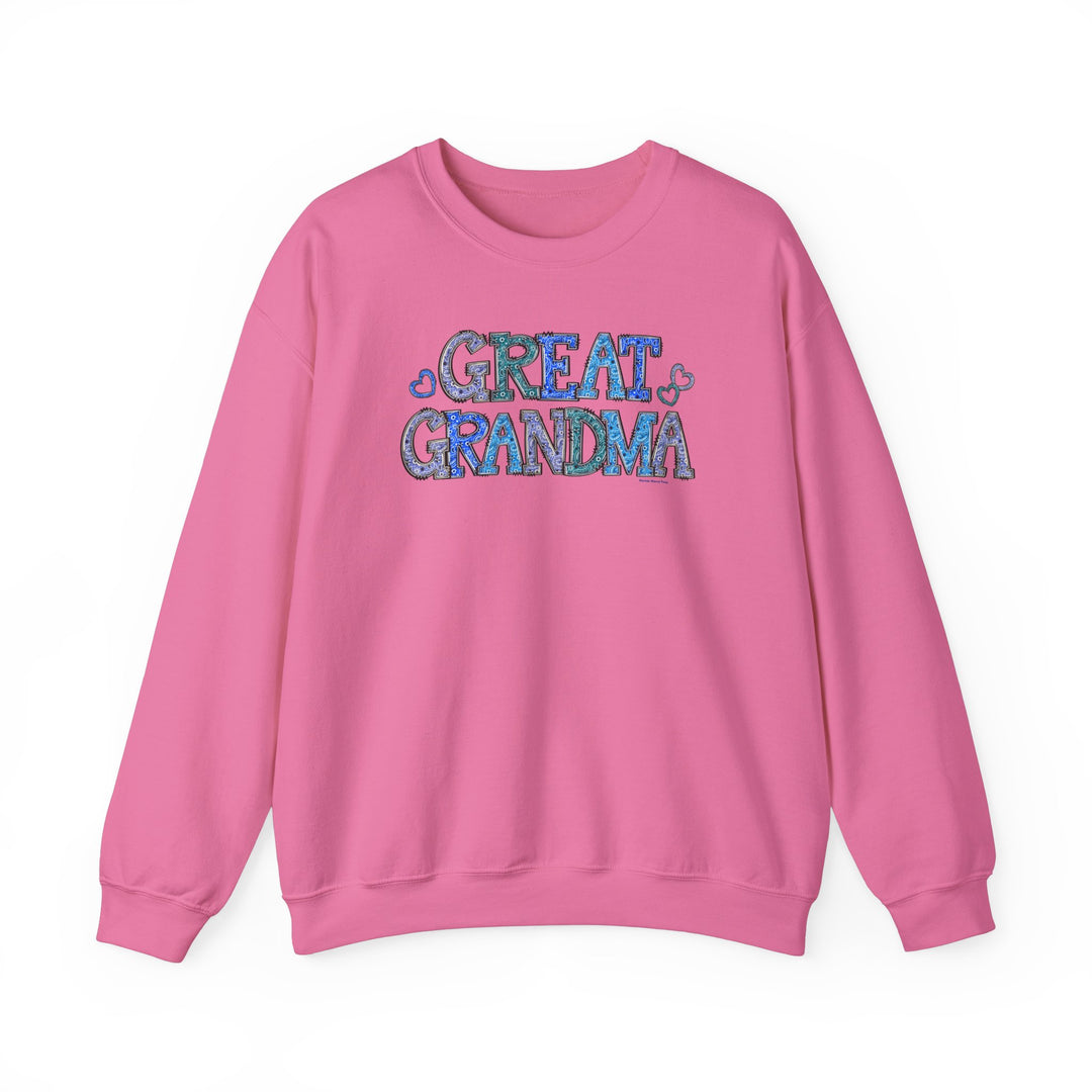 Unisex Great Grandma Crew sweatshirt, a comfy blend of polyester and cotton. Ribbed knit collar, no itchy seams, loose fit, medium-heavy fabric. Sizes S-5XL. Ideal for all occasions.