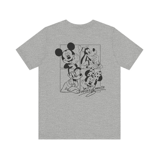 Mickey and CO Tee, a unisex short sleeve t-shirt, featuring a classic crew neckline and ribbed knit collars for shape, made from soft, breathable cotton.