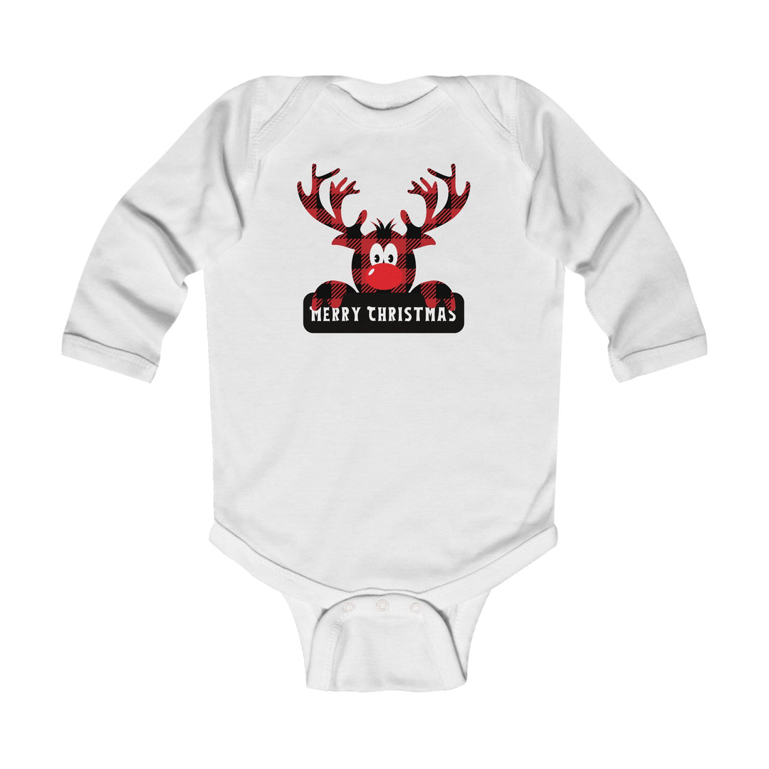 Merry Christmas Buffalo Plaid Long Sleeve Onesie