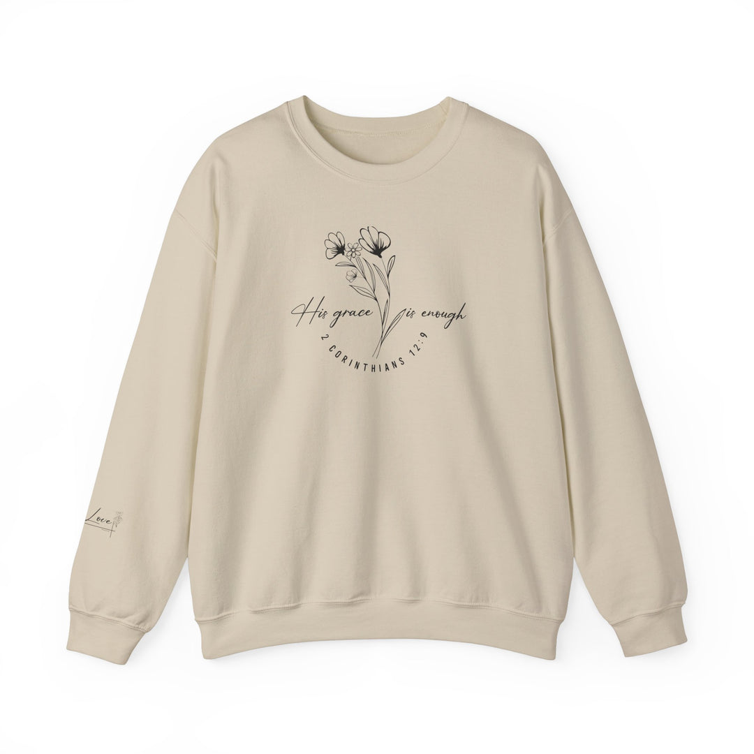 A unisex heavy blend crewneck sweatshirt featuring a graphic design of flowers and leaves. Made of 50% cotton and 50% polyester for comfort and durability. Perfect for colder months with a classic fit and ribbed knit collar. Ethically made with US cotton.