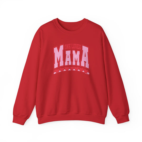 A unisex heavy blend crewneck sweatshirt featuring the One Loved Mama Crew design. Ribbed knit collar, no itchy side seams. 50% cotton, 50% polyester, loose fit. Sizes S-5XL.
