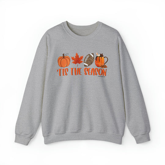 Unisex Tis the Season Crew sweatshirt, a cozy blend of polyester and cotton. Ribbed knit collar, no itchy seams, loose fit, medium-heavy fabric. Perfect for comfort and style.