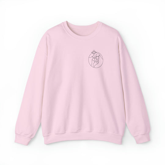 Unisex O Come Let Us Adore Him Crew sweatshirt, featuring a logo, ribbed knit collar, and comfortable blend of polyester and cotton. Loose fit, no itchy seams. Sizes S-5XL.