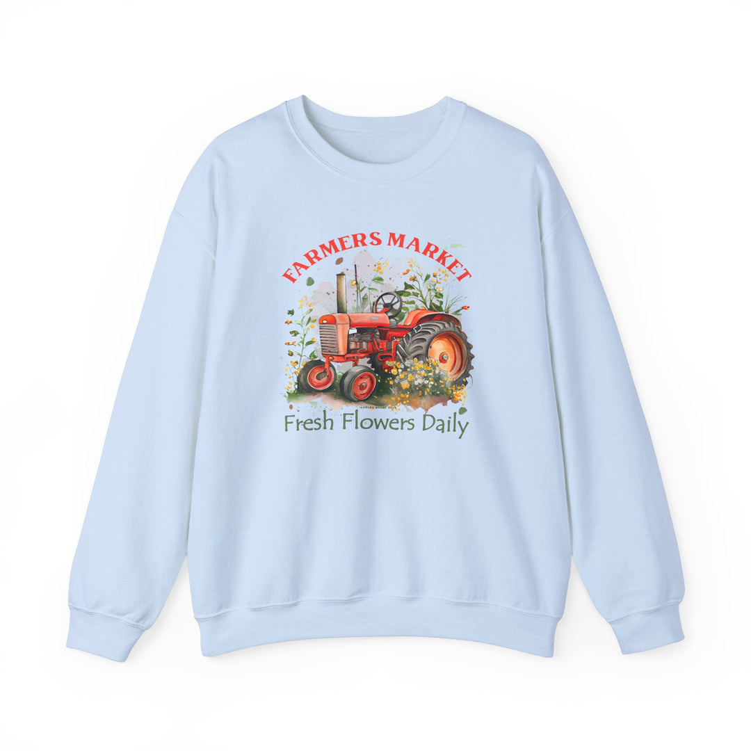 A heavy blend crewneck sweatshirt featuring a tractor design, ideal for comfort in any situation. Made of 50% Cotton 50% Polyester, with ribbed knit collar, loose fit, and no itchy side seams. From Worlds Worst Tees.