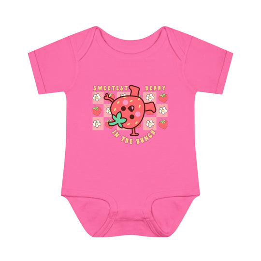 Sweetest Berry in the Bunch Onesie: Soft, 100% ring-spun cotton infant bodysuit with lap shoulders, designed for comfort and ease, available in multiple sizes.
