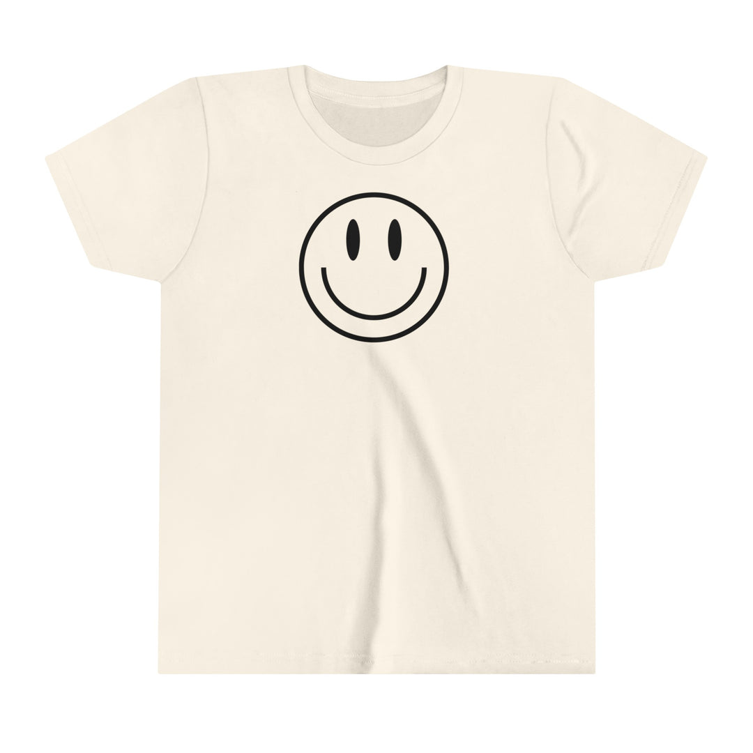 Youth short sleeve tee featuring a smiley face design. Lightweight, ring-spun cotton for comfort. Retail fit with tear away label. Ideal for custom artwork. From 'Worlds Worst Tees'.