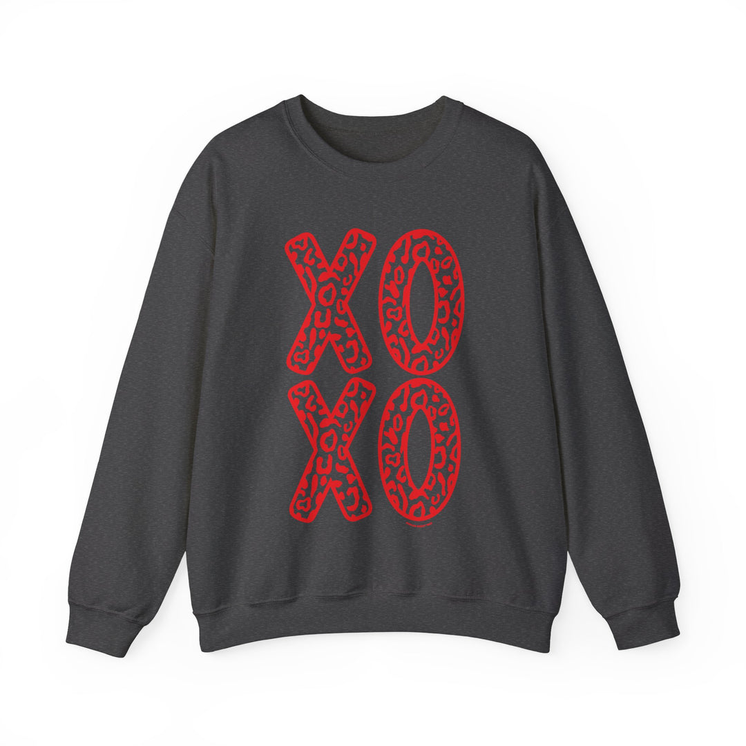 Unisex XOXO Crew sweatshirt, a comfy blend of polyester and cotton. Ribbed knit collar, no itchy seams. Loose fit, medium-heavy fabric, sewn-in label. Ideal for all occasions.