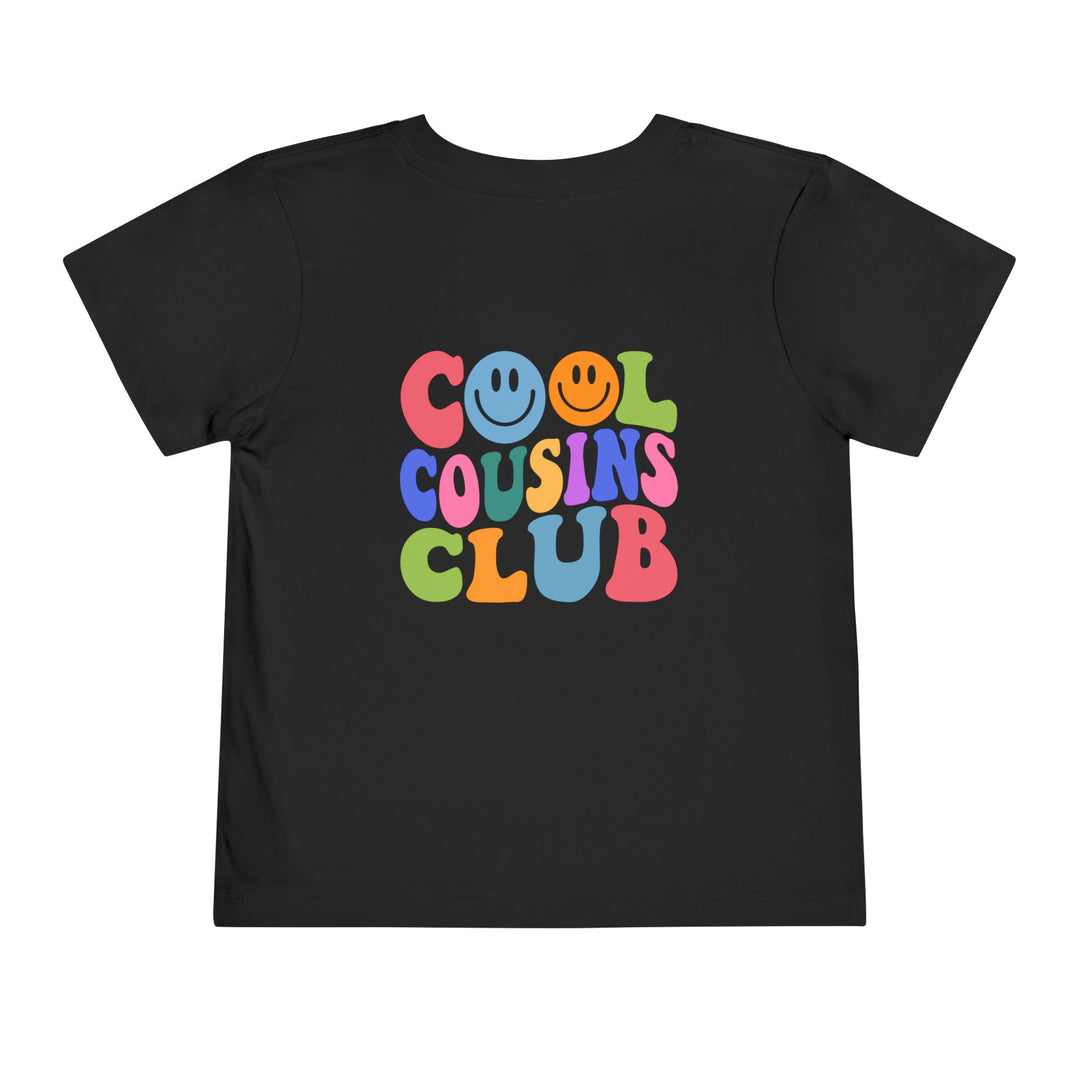 Cool Cousins Club Toddler Tee: A comfortable short sleeve t-shirt for toddlers, made of 100% Airlume cotton, featuring a tear-away label for added comfort.