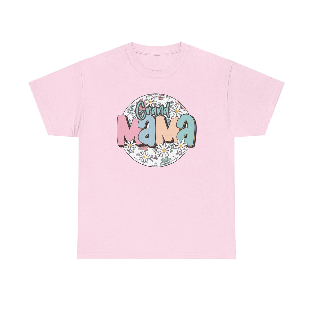 Unisex heavy cotton tee featuring a graphic design of a sassy grand mama surrounded by flowers. Classic fit with ribbed knit collar for elasticity. Ideal staple for casual fashion. No side seams for comfort.