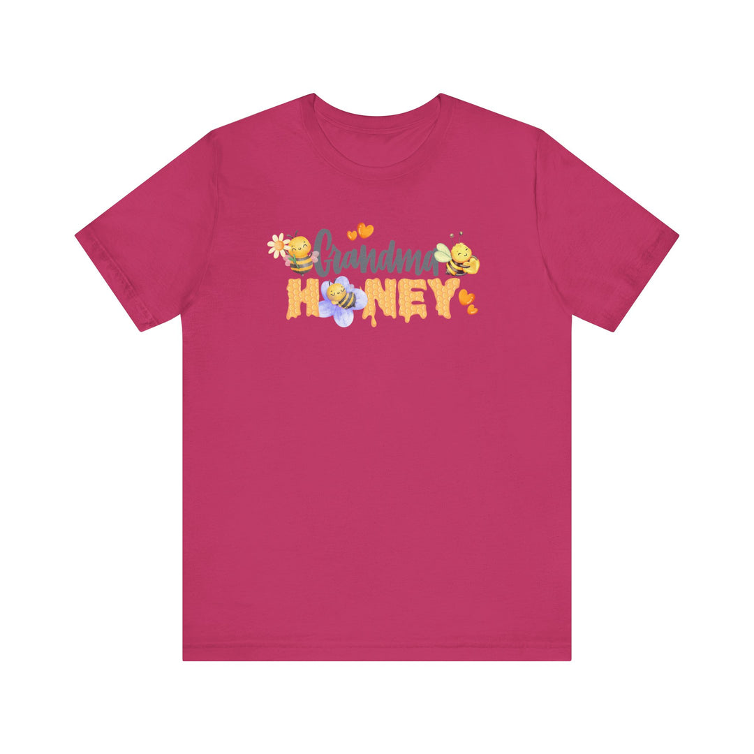 Grandma Honey Tee, a classic unisex short sleeve shirt with soft cotton, ribbed knit collar, and tapered shoulders for a comfortable, long-lasting fit.