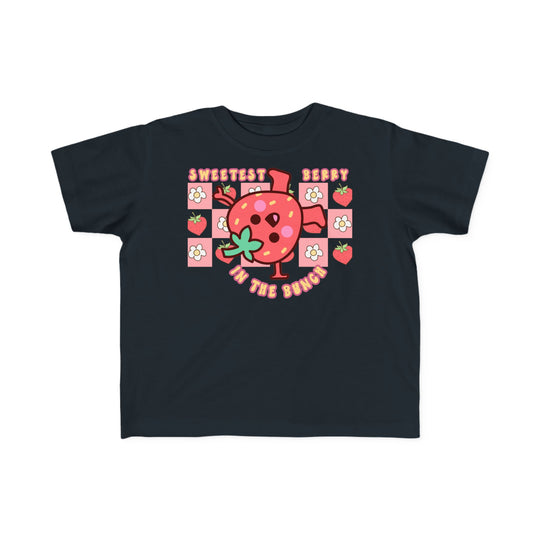 Sweetest Berry in the Bunch Toddler Tee, a soft, durable cotton shirt ideal for toddlers, featuring a classic fit and tear-away label for comfortable wear.